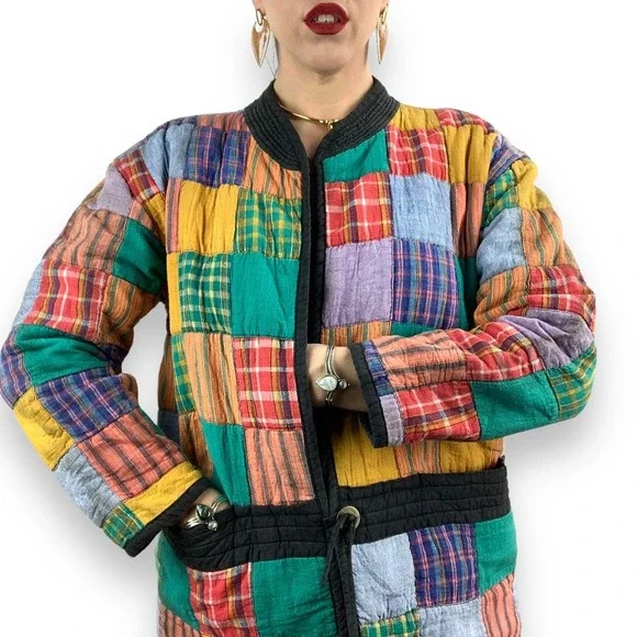 ❌SOLD❌90's patchwork color block cotton spring jacket by OSY - Picture 8 of 16